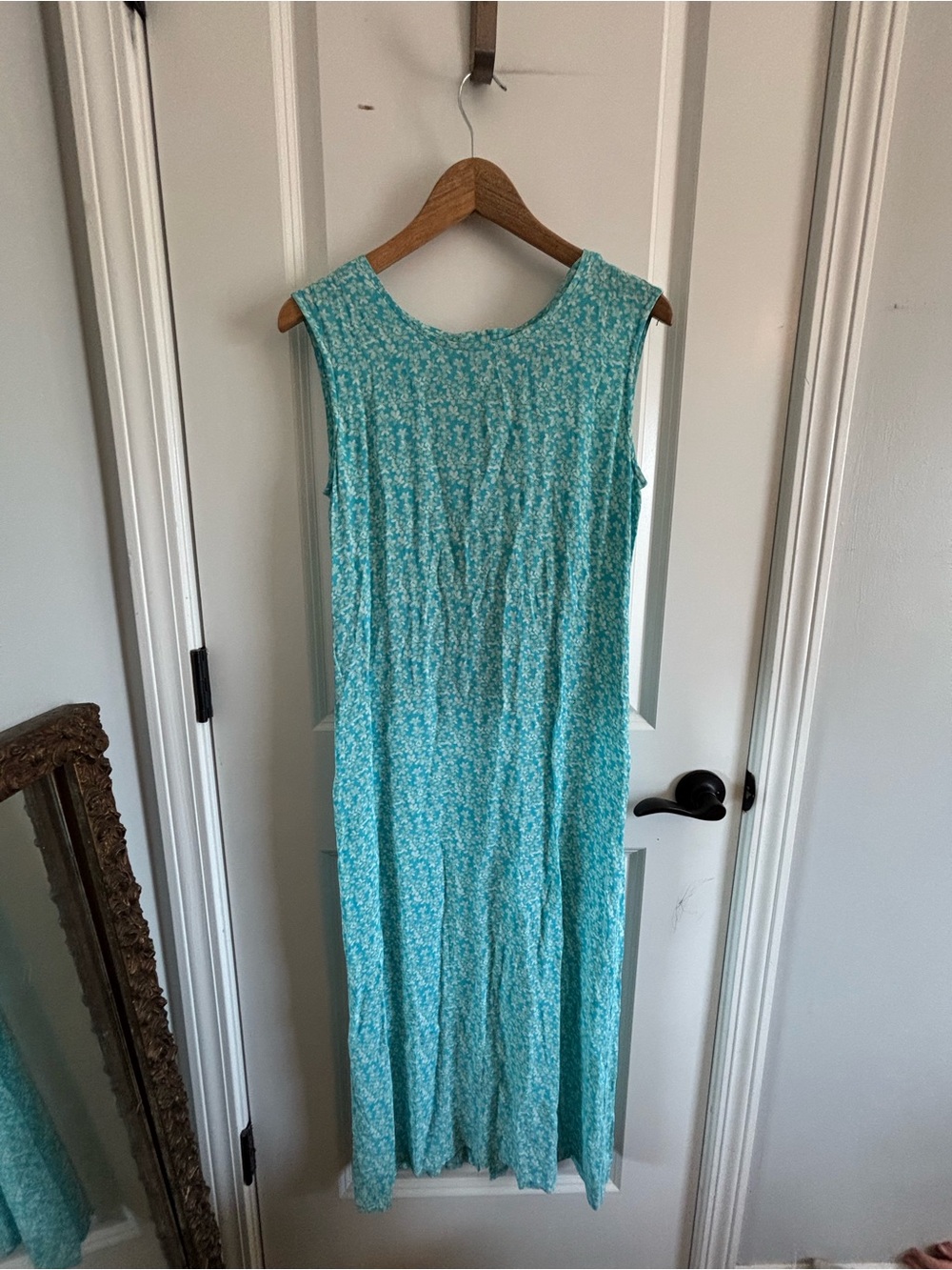 Sleeveless Teal Floral Maxi Dress - Unbranded